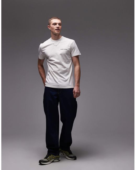 Tommy Hilfiger Gray Diagonal Backprint Logo T-Shirt for men