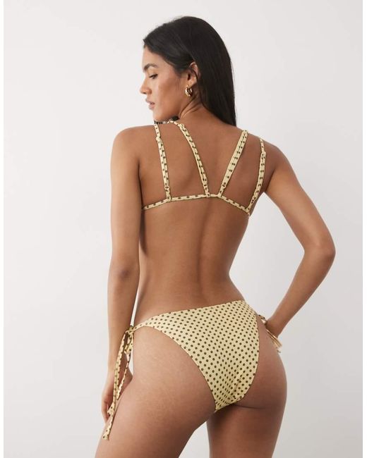 ASOS Brown Dottie Frill Detail Tie Side Bikini Bottom