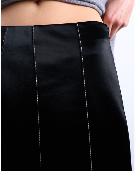 Jupe longue taille basse en pu à coutures contrastantes TOPSHOP en coloris White