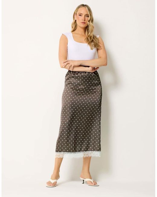 Long Tall Sally Natural Polka Dot Lace Maxi Skirt