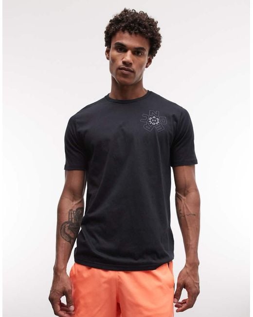 Under Armour Blue Radial Wordmark Short Sleeve T-shirt for men