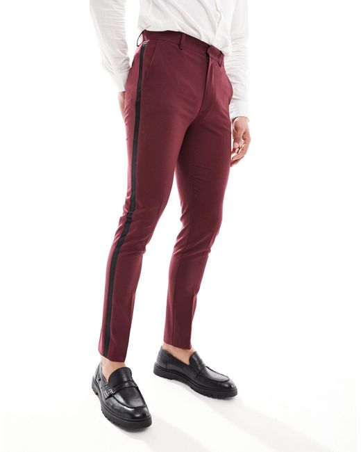 ASOS Red Skinny Tuxedo Suit Trousers for men