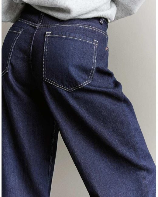 Bershka Blue Low-Rise Baggy Barrel Jeans
