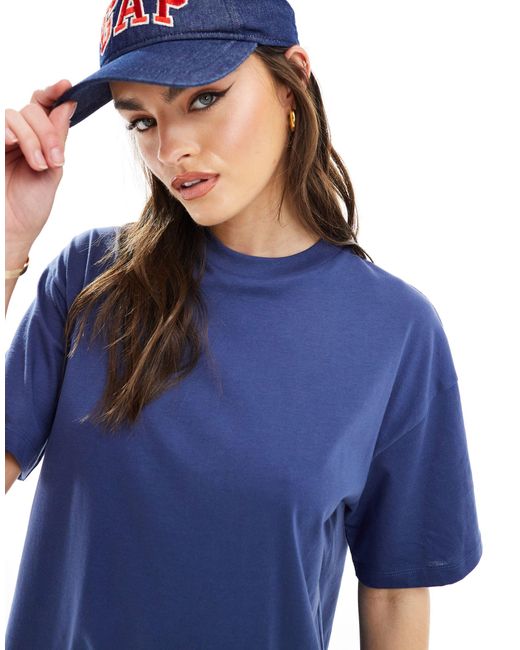 Robe t-shirt courte et oversize - marine ASOS en coloris Blue