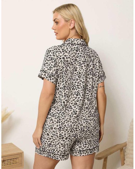 Yours Clothing Natural Leopard Pyjama Set