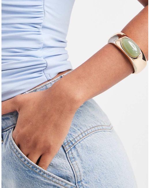 Accessorize Blue Statement Green Stone Cuff Bracelet