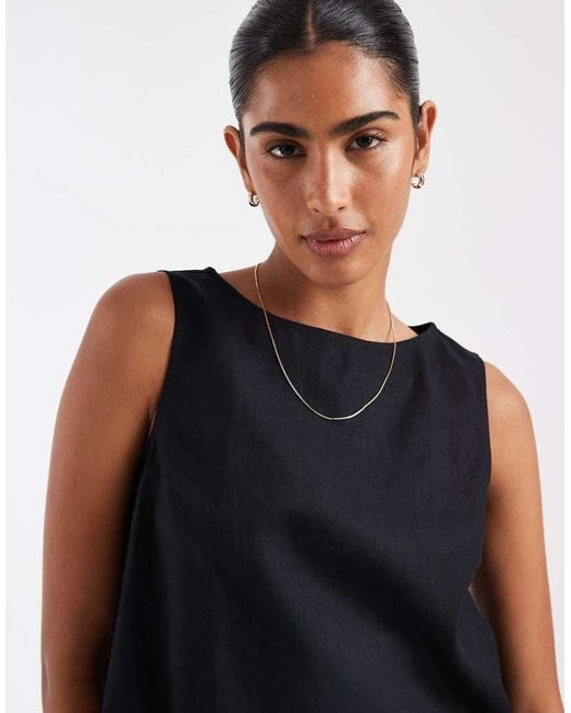 Gap Black Co-ord Vest Linen Mix Top
