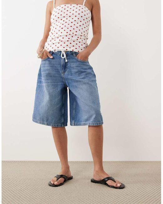 Nobody's Child Petite Blue Sutton Denim Drawstring Jorts