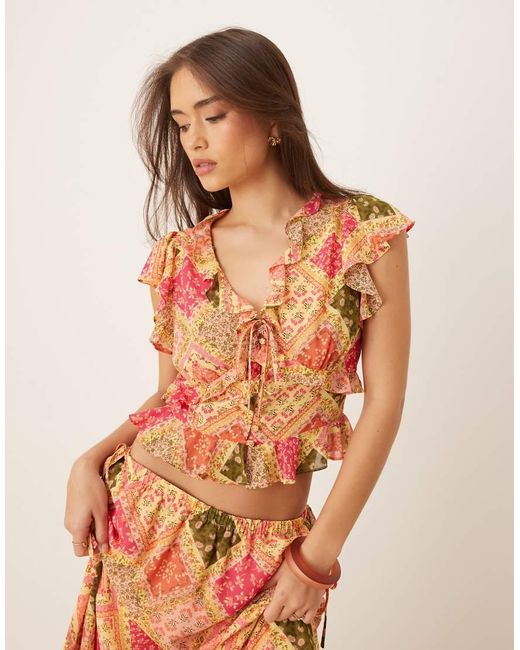 Nobody's Child Orange Marigold Ruffle Detail Top Co-ord