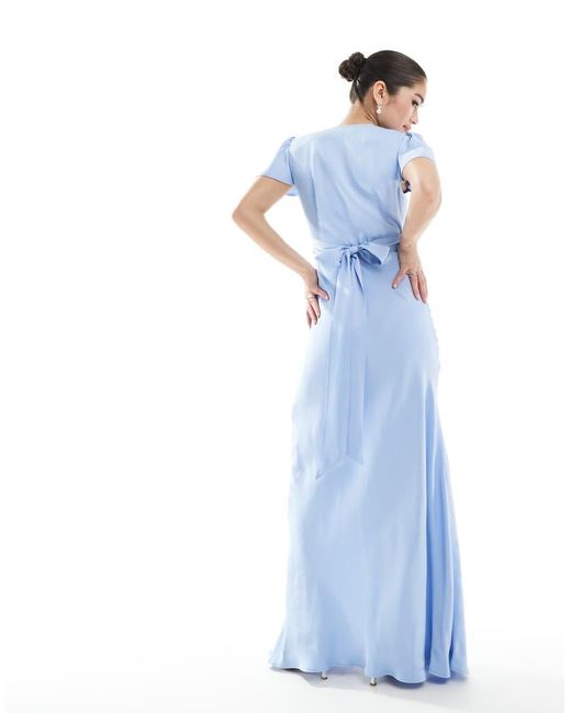 Maids To Measure Blue Bridesmaid Button Front Maxi Dress