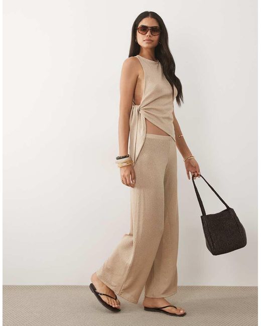 ASOS Natural Textured Jersey Tank Top With Side Knot Detail