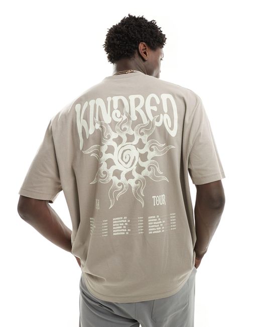 T-shirt oversize color pietra con stampa celestiale sul retro di ASOS in Gray da Uomo