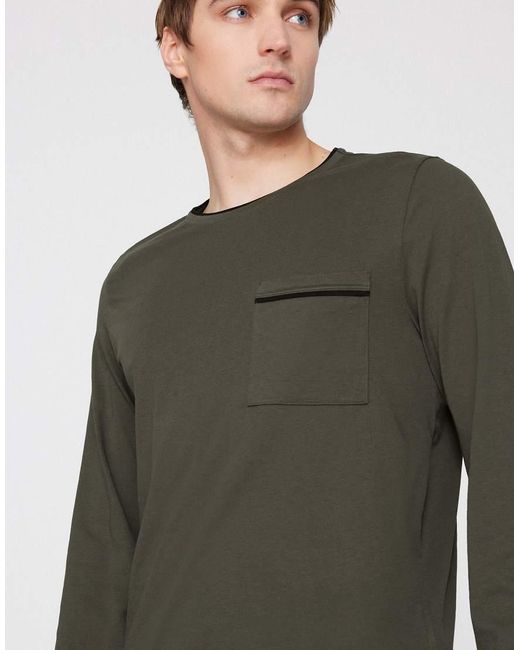 Tezenis Green Long Piping Cotton Pyjamas for men