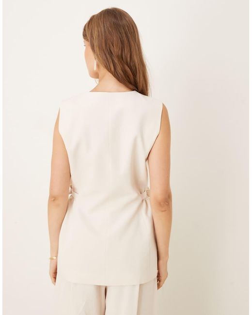 ASOS Natural Linen Blend Tie Side Waist Coat Co Ord