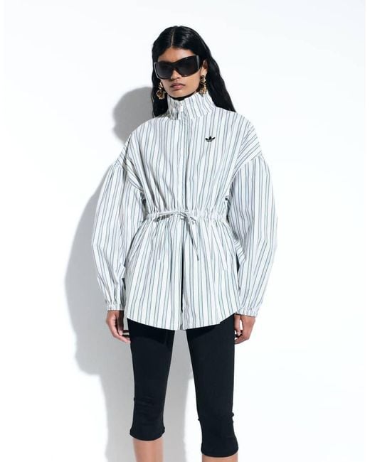 adidas Originals x ASOS Blue Funnel Neck Shirt With Volume Sleeves
