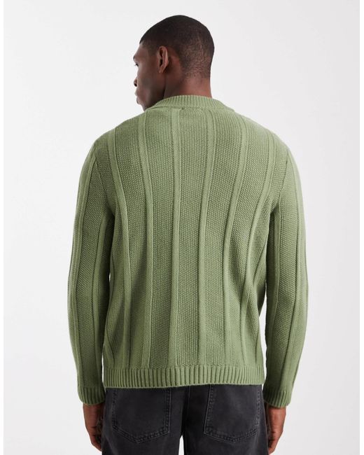 ASOS Green Knitted Half Zip Funnel Neck Jumper for men