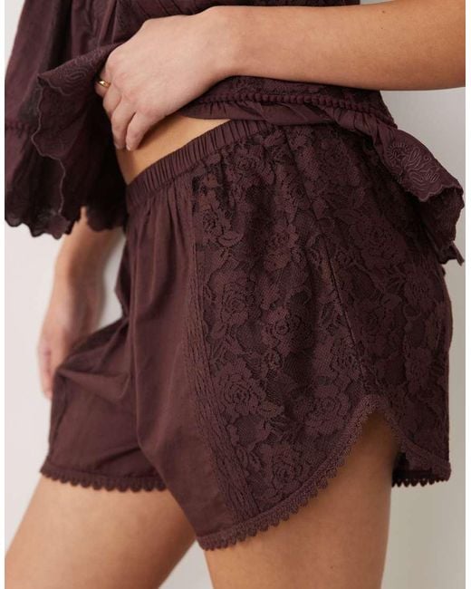 Miss Selfridge Brown Embroidered Shorts