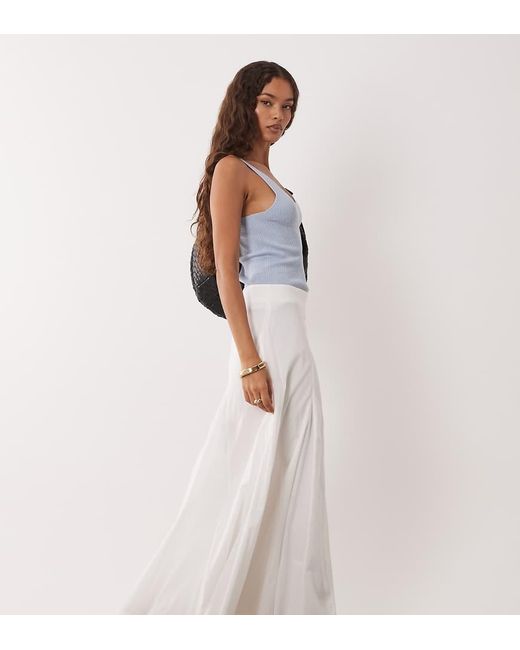 ASOS White Asos Design Petite Cotton Godet Maxi Skirt