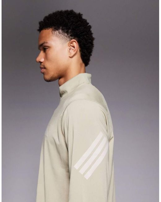 Adidas Originals Gray Adidas Running Adi365 1/4 Zip Top for men