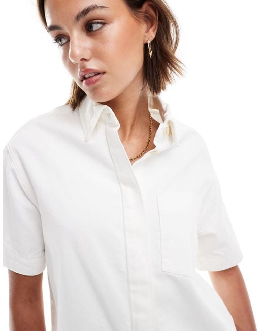 ASOS White Denim Short Sleeve Shirt Dress