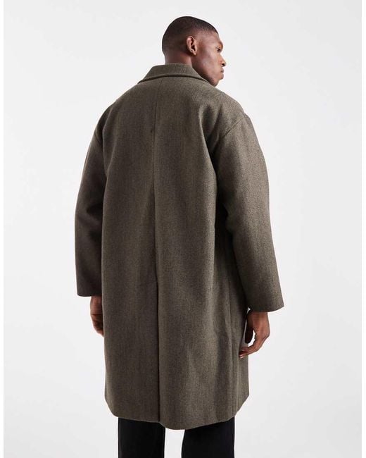 Only & Sons Green Drop Shoulder Longline Coat for men
