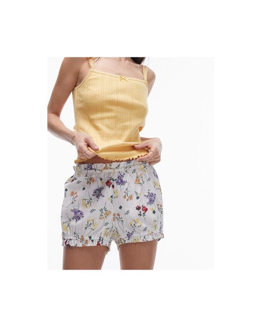 Pantalones cortos s con estampado floral TOPSHOP de color White