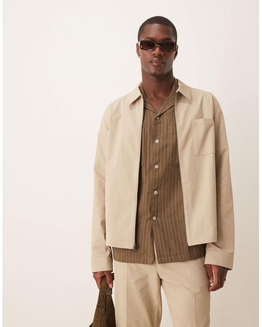 ASOS Natural Smart Co-ord Harrington Jacket for men