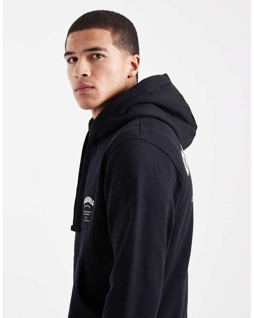 Jack & Jones Black Oversize Hoodie With Originals Back Print for men
