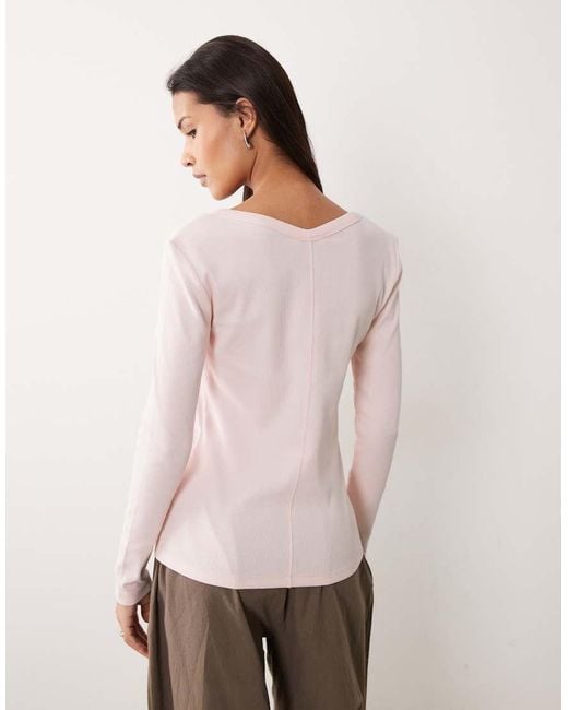 Calvin Klein Pink Long Sleeve Rib Button-front Top