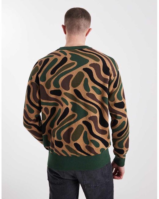 Parlez Multicolor Logo All Over Camo Print Knit Jumper for men