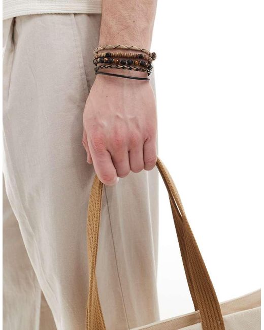 Confezione Da 4 Bracciali di ASOS in Brown da Uomo