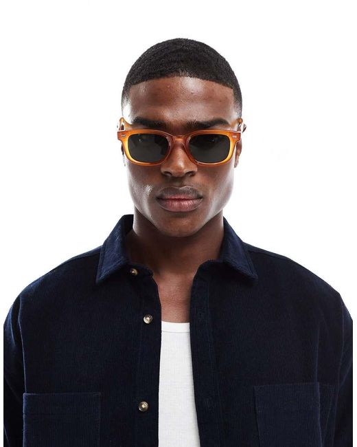 Gafas De Sol Color Ámbar De Estilo Retro De ASOS de hombre de color Blue
