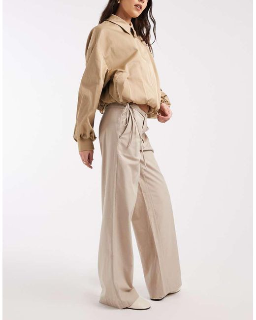 Mango Natural Teen Tailored Trouser With Tie Detail