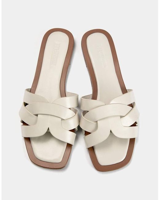 Pull&Bear White Flat Crossover Slider Sandals