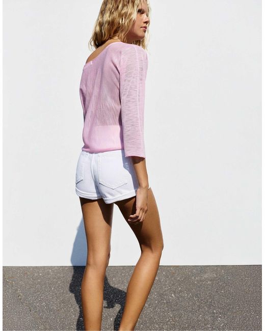 Pull fin asymétrique Pull&Bear en coloris Pink