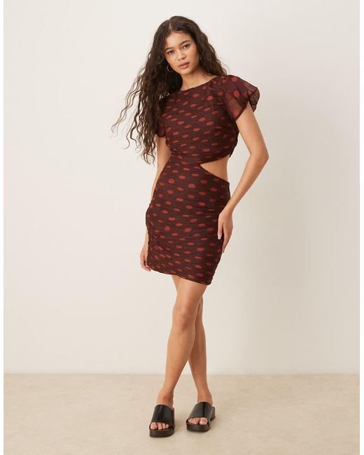 ASOS Red Ruched Bodice Cut Out Mini Dress