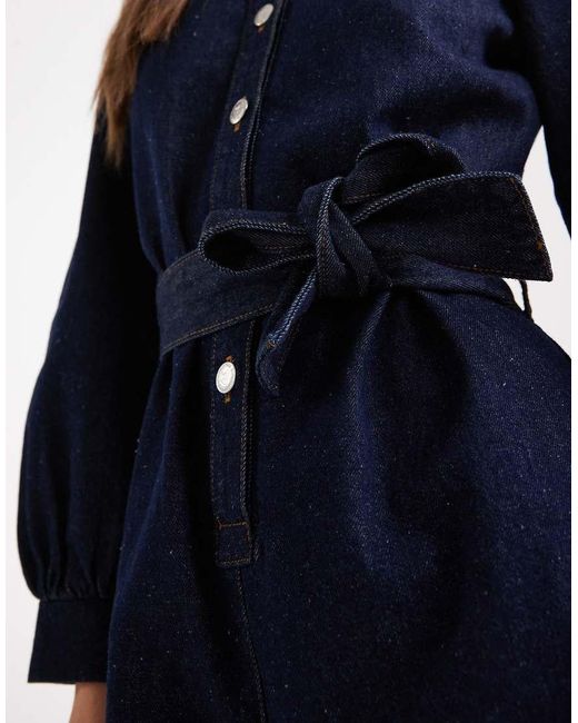 Miss Selfridge Blue Belted Denim Romper