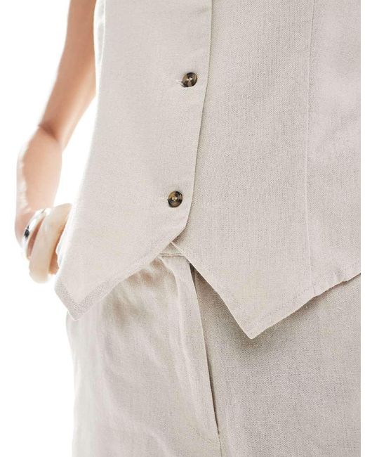 Chaleco De Traje Color Piedra De Tejido Efecto Lino De (Parte De Un Conjunto)-Neutro Vero Moda de color White