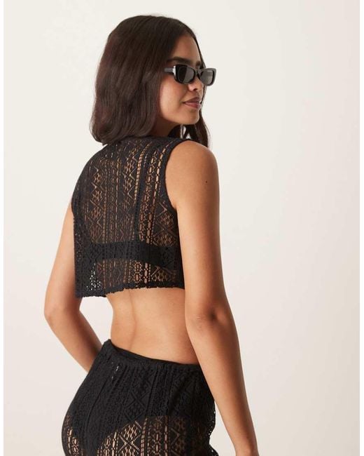 Aray Black Lace Beach Waistcoat
