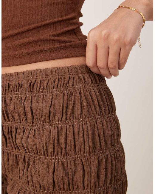 ASOS Natural Textured Shirred Hot Pants