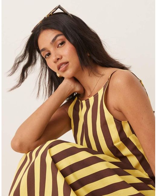 ASOS Natural Poplin Dropped Waist Racer Maxi Dress