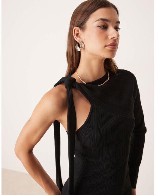 Pretty Lavish Black Asymmetric Sparkle Knit Midaxi Dress