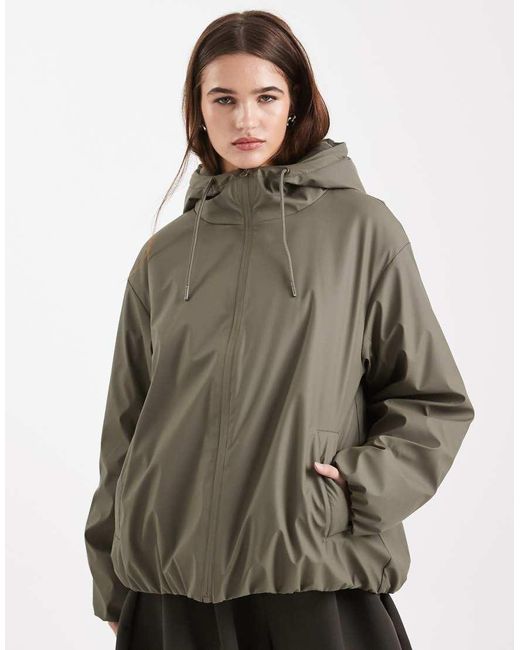ASOS Brown Rubberised Hooded Rainwear Bomber Jacket