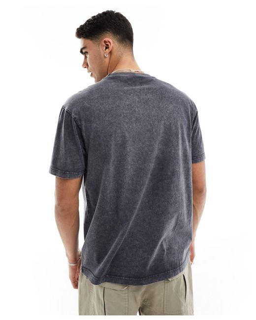 T-shirt pesante oversize scuro stone wash di Another Influence in Gray da Uomo