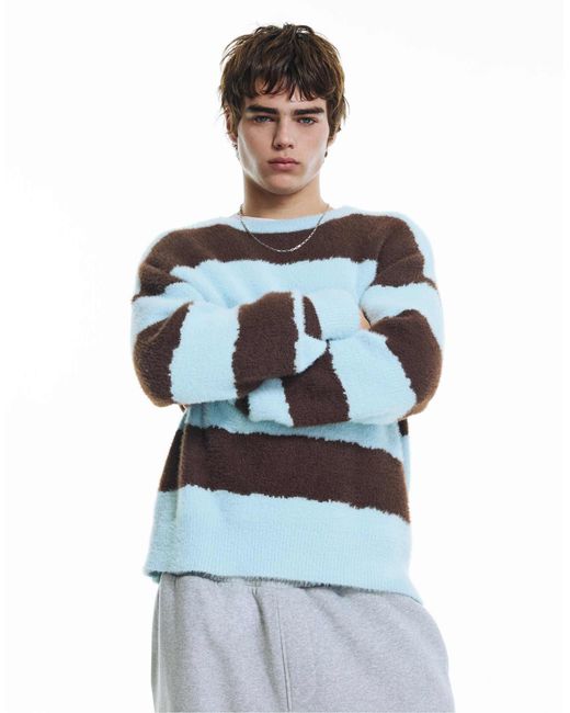 Pull&Bear – gestreifter pullover in Blue für Herren