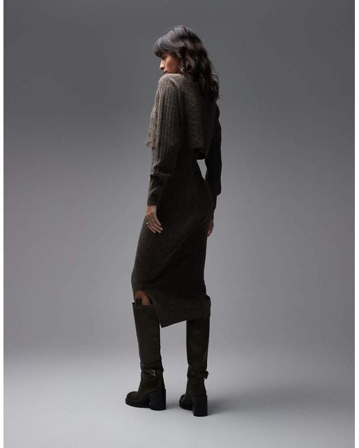 AllSaints Gray Sabine Co-ord Knit Dress & Cardigan Two Piece