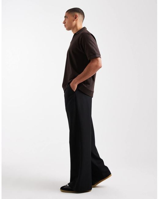 Collusion Black Tailored Relaxed Trousers for men