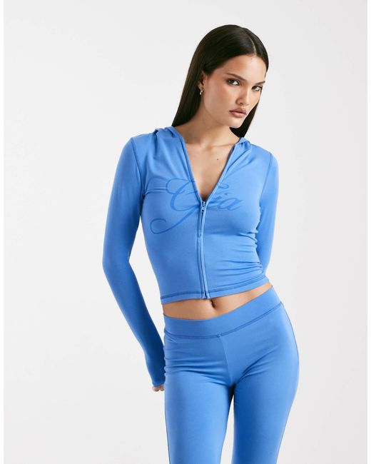 I.AM.GIA Blue Blare Logo Contrast Stitch Zip Through Hoodie