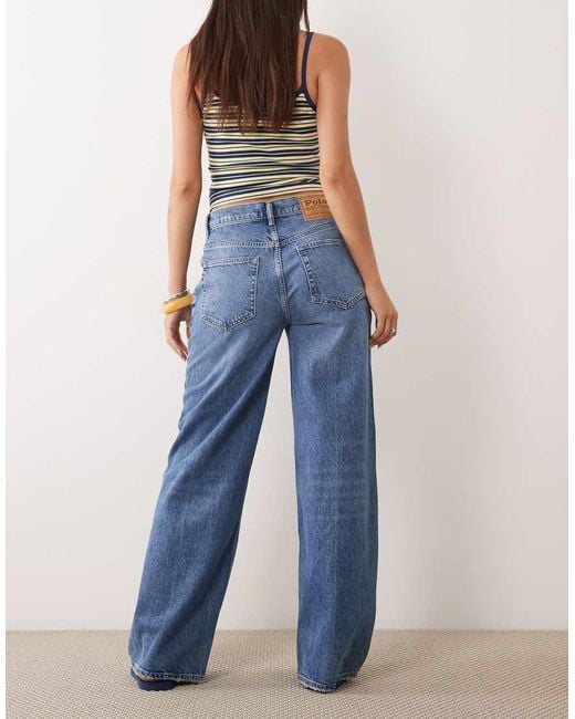 Polo Ralph Lauren Blue Washed Wide Leg Jeans