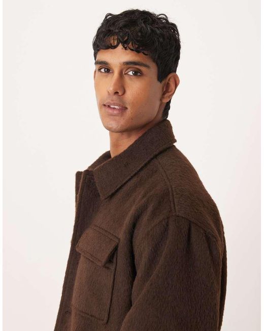 ASOS Harrington Jack Met Geborstelde Wollook in het Brown voor heren